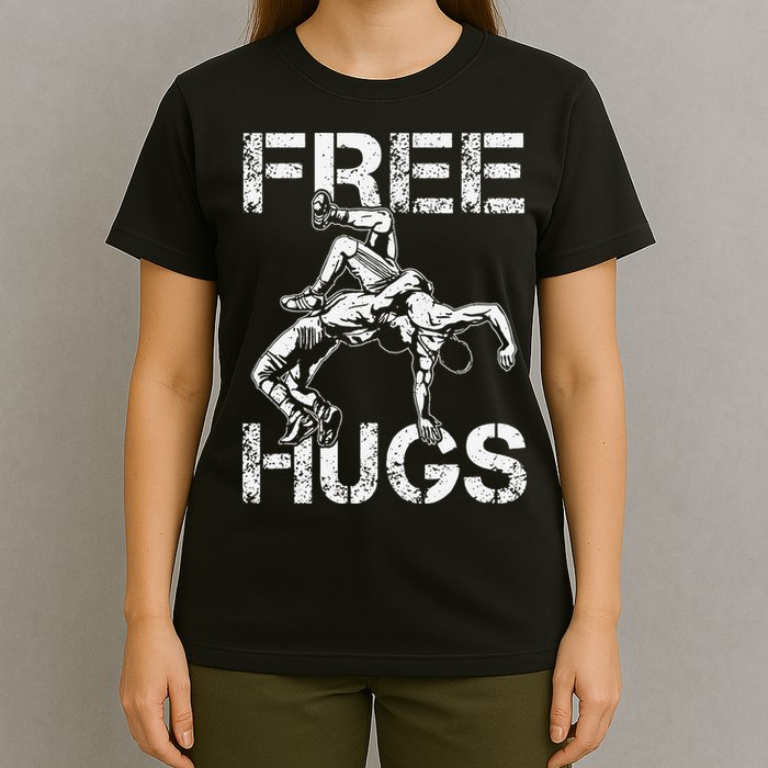 Wrestling Outfit  Distressed Free Hug Wrestling Wrestler  T-Shirt