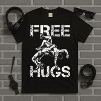Wrestling Outfit  Distressed Free Hug Wrestling Wrestler  T-Shirt