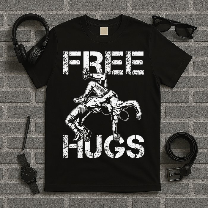 Wrestling Outfit  Distressed Free Hug Wrestling Wrestler  T-Shirt