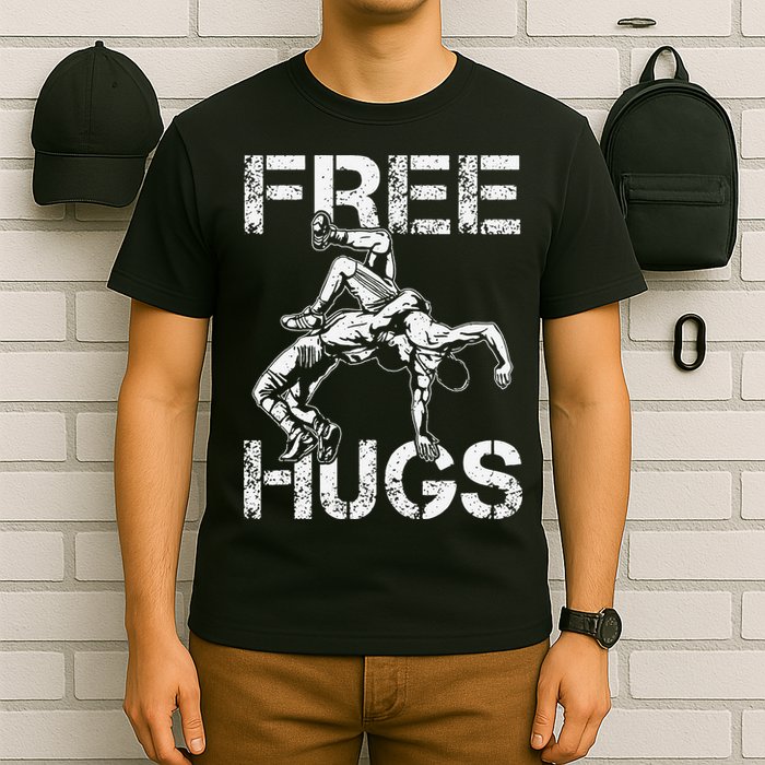 Wrestling Outfit  Distressed Free Hug Wrestling Wrestler  T-Shirt