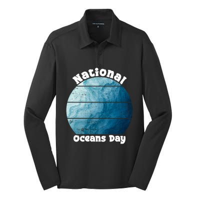 World Oceans Day Save Our Natural Environt 8 June Gift Silk Touch Performance Long Sleeve Polo