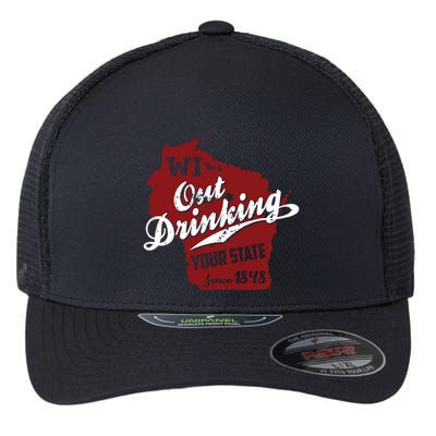 Wisconsin Out Drinking Your State Beer Group Flexfit Unipanel Trucker Cap