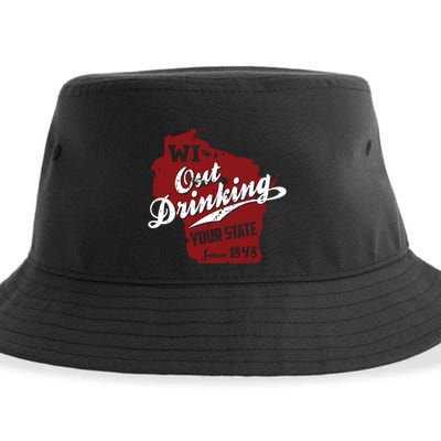 Wisconsin Out Drinking Your State Beer Group Sustainable Bucket Hat