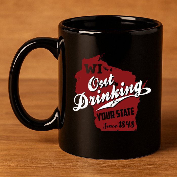 Wisconsin Out Drinking Your State Beer Group 11oz C Handle Ceramic Mug