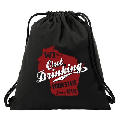 Wisconsin Out Drinking Your State Beer Group Drawstring Bag