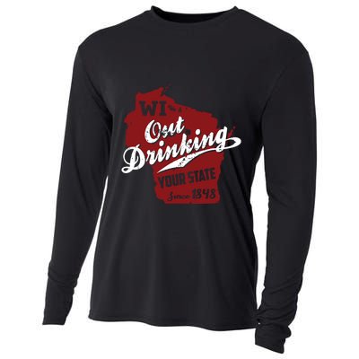 Wisconsin Out Drinking Your State Beer Group Cooling Performance Long Sleeve Crew