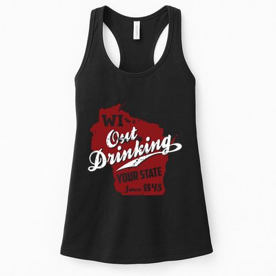 Wisconsin Out Drinking Your State Beer Group Womens Tank Top