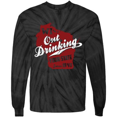 Wisconsin Out Drinking Your State Beer Group Tie-Dye Long Sleeve Shirt