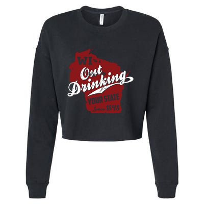 Wisconsin Out Drinking Your State Beer Group Cropped Pullover Crew