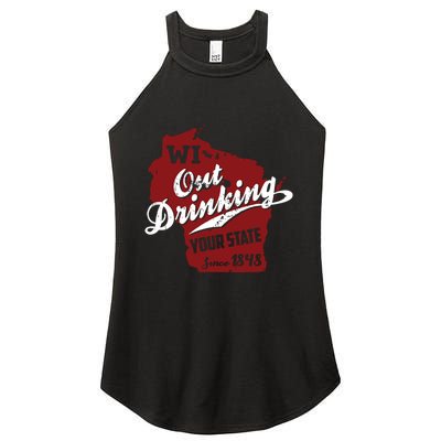 Wisconsin Out Drinking Your State Beer Group Women's Perfect Tri Rocker Tank