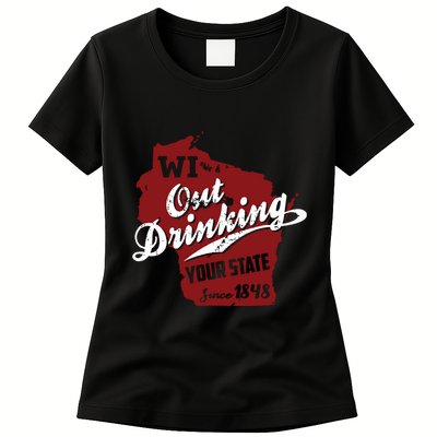 Wisconsin Out Drinking Your State Beer Group Womens T-Shirt
