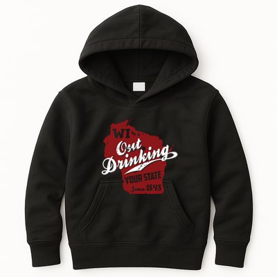 Wisconsin Out Drinking Your State Beer Group Kids Hoodie