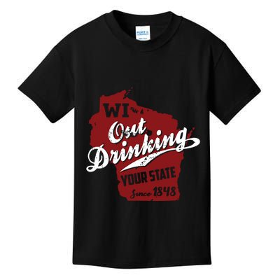 Wisconsin Out Drinking Your State Beer Group Kids T-Shirt