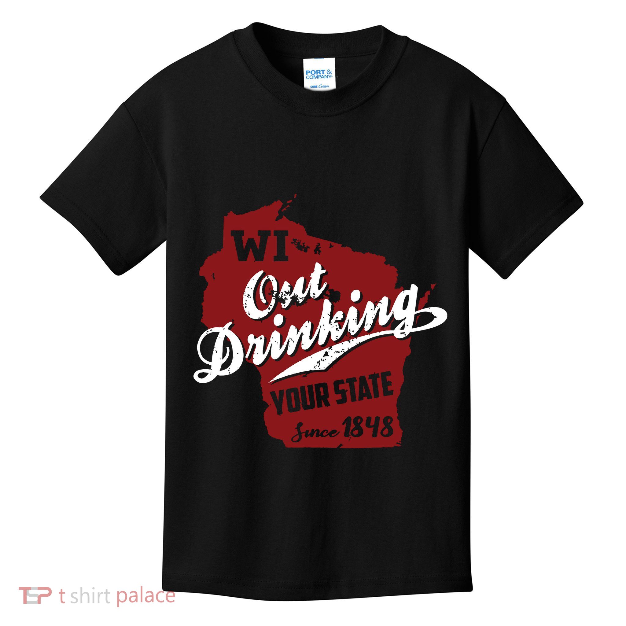 Wisconsin Out Drinking Your State Beer Group Kids T-Shirt