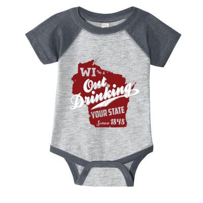 Wisconsin Out Drinking Your State Beer Group Infant Baby Jersey Bodysuit