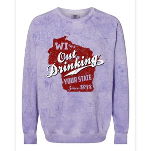 Wisconsin Out Drinking Your State Beer Colorblast Crewneck Sweatshirt