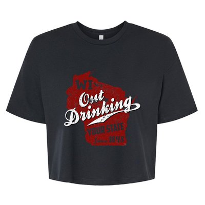 Wisconsin Out Drinking Your State Beer Bella+Canvas Jersey Crop Tee