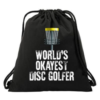 World's Okayest Disc Golfer Disc Golf Frisbee Throwing Gift Drawstring Bag