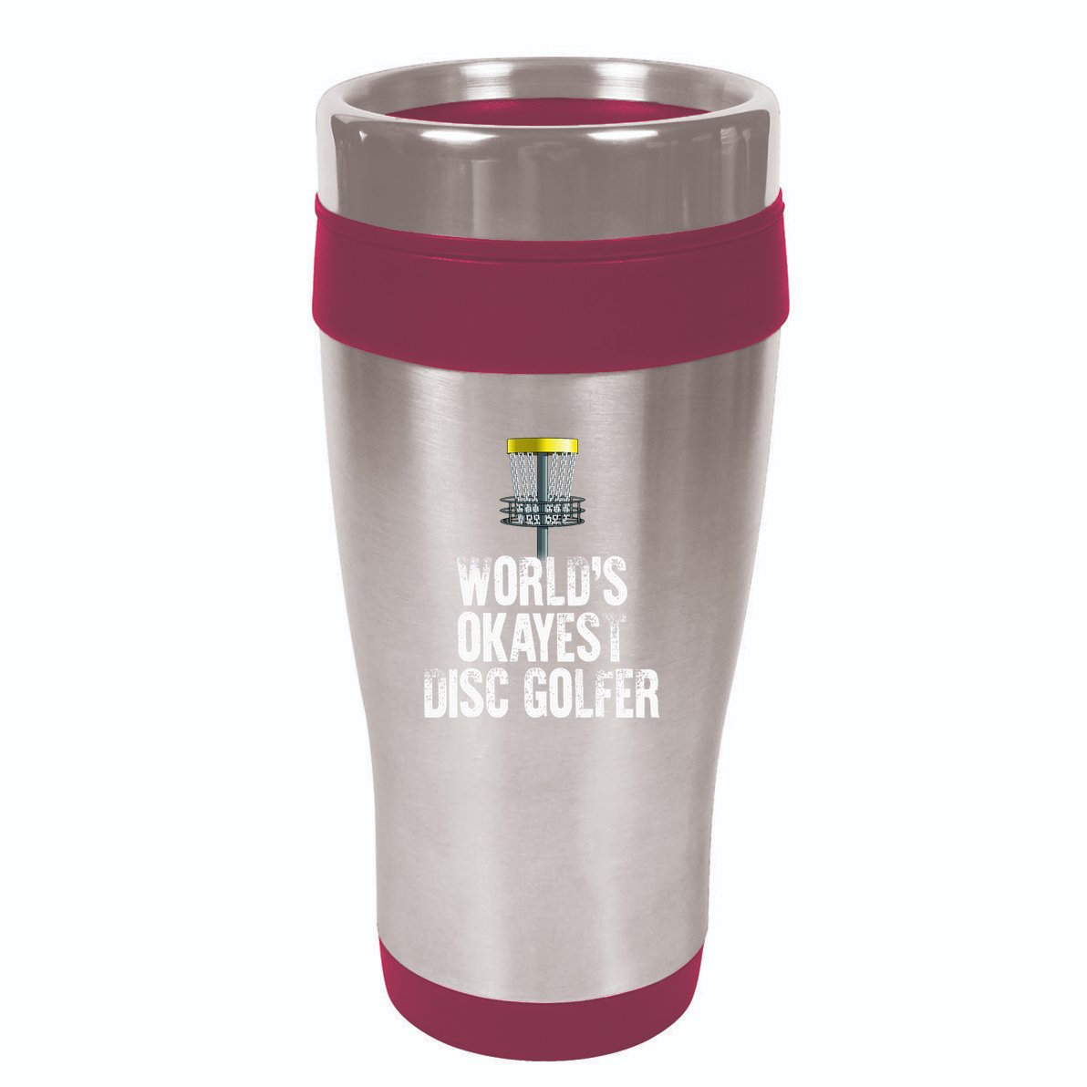 World's Okayest Disc Golfer Disc Golf Frisbee Throwing Gift 16oz Travel Tumbler