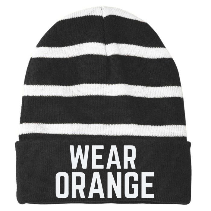 Wear Orange End Gun Violence Awareness Protect Our Children Striped Beanie with Solid Band