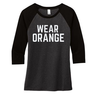 Wear Orange End Gun Violence Awareness Protect Our Children Women's Tri-Blend 3/4-Sleeve Raglan Shirt