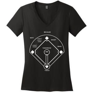 Whos On First Baseball Love Women's V-Neck T-Shirt