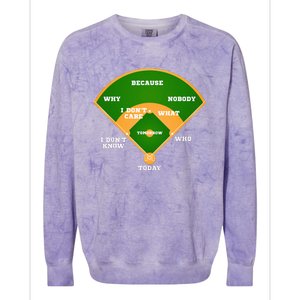 WhoS On First Baseball Diamond Fielding Colorblast Crewneck Sweatshirt