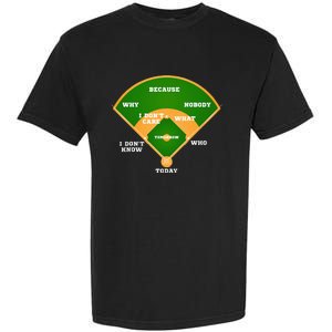 WhoS On First Baseball Diamond Fielding Garment-Dyed Heavyweight T-Shirt