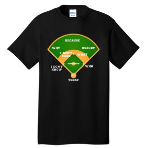 WhoS On First Baseball Diamond Fielding Tall T-Shirt