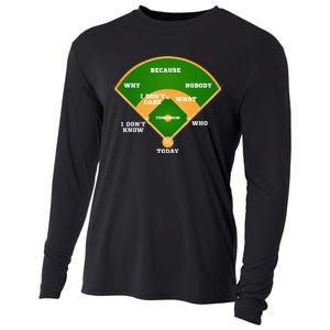 WhoS On First Baseball Diamond Fielding Cooling Performance Long Sleeve Crew