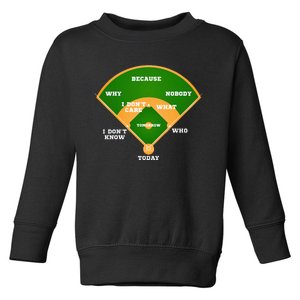 WhoS On First Baseball Diamond Fielding Toddler Sweatshirt