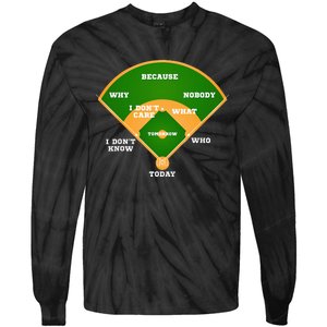 WhoS On First Baseball Diamond Fielding Tie-Dye Long Sleeve Shirt