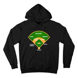 WhoS On First Baseball Diamond Fielding Tall Hoodie