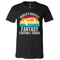 World’s Okayest Fantasy Football Coach Funny Fantasy Football Fantasy Football V-Neck T-Shirt