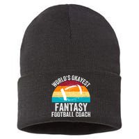 World’s Okayest Fantasy Football Coach Funny Fantasy Football Fantasy Football Sustainable Knit Beanie