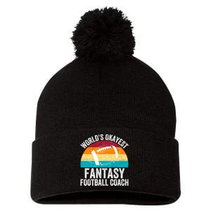 World’s Okayest Fantasy Football Coach Funny Fantasy Football Fantasy Football Pom Pom 12in Knit Beanie