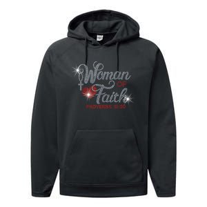 Woman Of Faith Bling Rhinestone Funny Christian Birthday Performance Fleece Hoodie