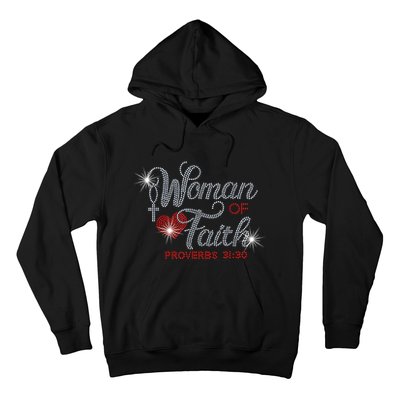 Woman Of Faith Bling Rhinestone Funny Christian Birthday Hoodie