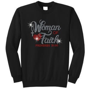 Woman Of Faith Bling Rhinestone Funny Christian Birthday Sweatshirt