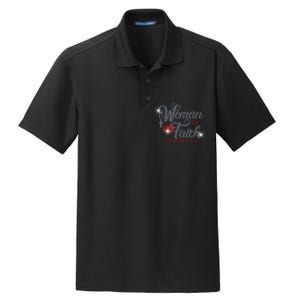 Woman Of Faith Bling Rhinestone Funny Christian Birthday Dry Zone Grid Polo