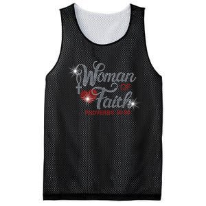 Woman Of Faith Bling Rhinestone Funny Christian Birthday Mesh Reversible Basketball Jersey Tank