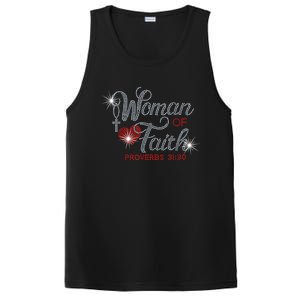 Woman Of Faith Bling Rhinestone Funny Christian Birthday PosiCharge Competitor Tank