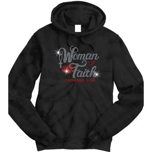 Woman Of Faith Bling Rhinestone Funny Christian Birthday Tie Dye Hoodie