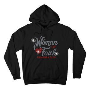 Woman Of Faith Bling Rhinestone Funny Christian Birthday Tall Hoodie