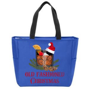 Whiskey Old Fashioned Christmas Funny Bourbon Cocktail Gift Zip Tote Bag