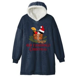 Whiskey Old Fashioned Christmas Funny Bourbon Cocktail Gift Hooded Wearable Blanket