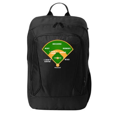 WhoS On First Baseball Diamond Fielding Card City Backpack