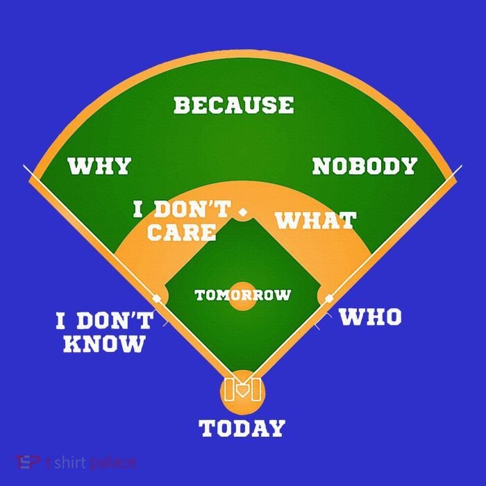 WhoS On First Baseball Diamond Fielding Card T-Shirt