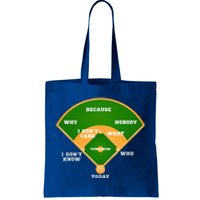 WhoS On First Baseball Diamond Fielding Card Tote Bag