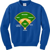 WhoS On First Baseball Diamond Fielding Card Kids Sweatshirt